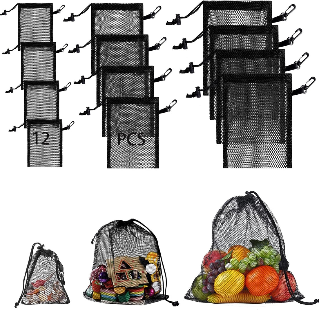 6Pcs Mesh Bag Stuff Sack Nylon Drawstring Laundry Bag Gym Bag 13"X15.5"…