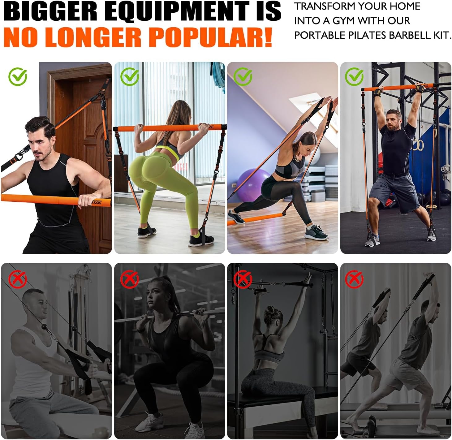 Pilates Bar Kit with Resistance Bands, Pilates Equipment, Multifunctional Pilates Bar for Women &amp; Men, Pilates Kit for Hip, Back, Arm, Full-Body Workouts, Home Gym Strength Training Equipment