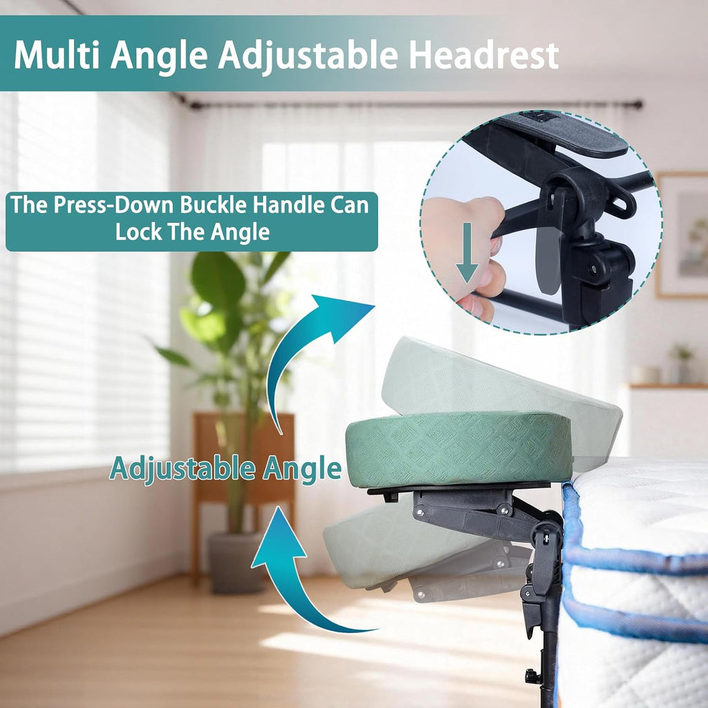 Massage Headrest for Bed,Bedside Bed Massage Head Holder for Home Mattress | Adjustable 17" Height Head Holder & Face Cradle with Face down Pillow,Portable Massage Pillow for Spa Masseur Couple