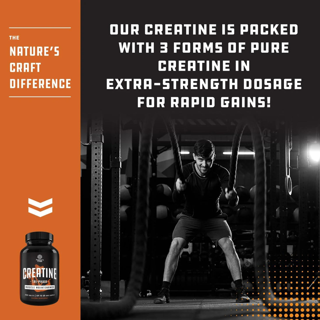 Tri-Phase Creatine Supplement for Muscle Recovery &amp; Muscle Building, 240 Capsules