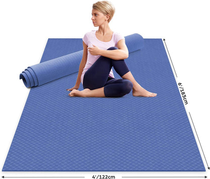 Large Yoga Mat for Pilates Stretching Home Gym Workout, Extra Thick Non Slip Exercise Mat, Extra Wide Fitness Mat for Men and Women, Mutil-Size X 1/4&
