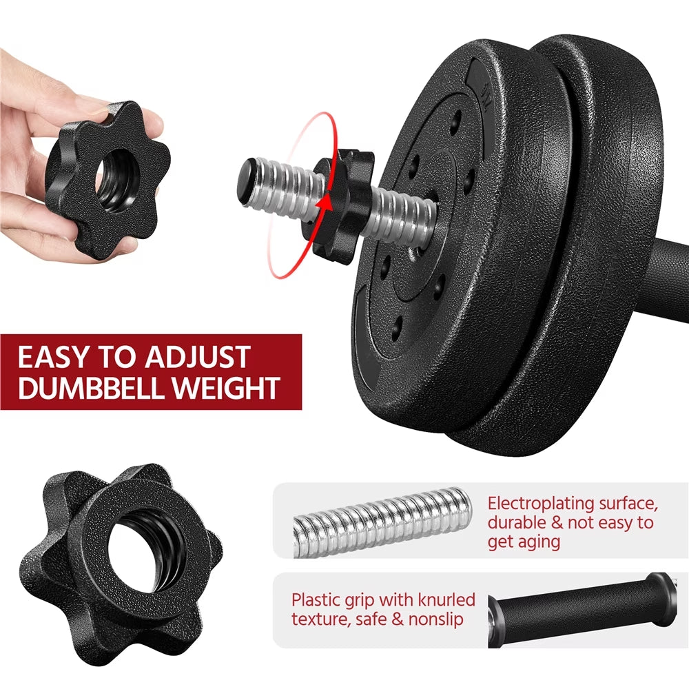 55Lb Adjustable Dumbbell Set for Home Gym, Black