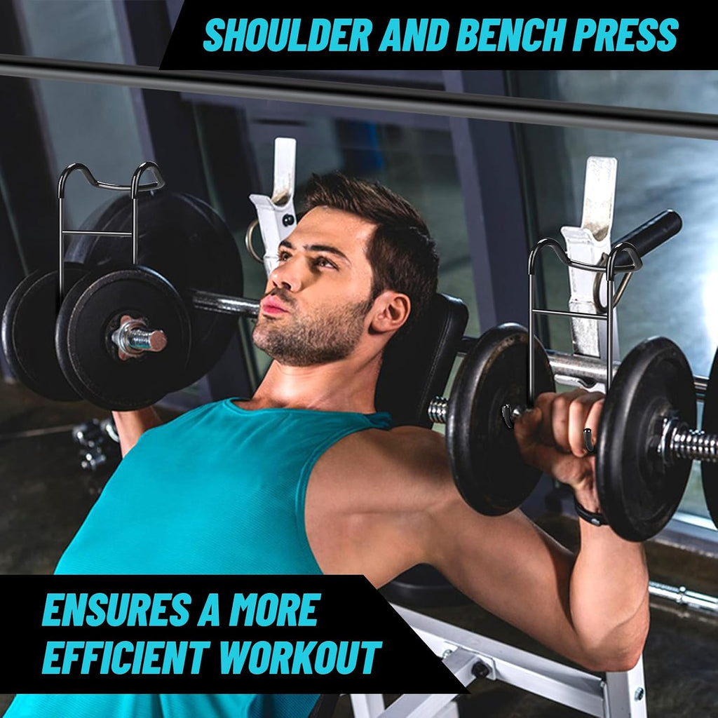 Roliwils 225LB Dumbbell Spotter Hooks (Pair) - Reduced Noise, Anti-Scratch | Shoulder/Chest Press Support | Easy Solo Use | for All Fitness