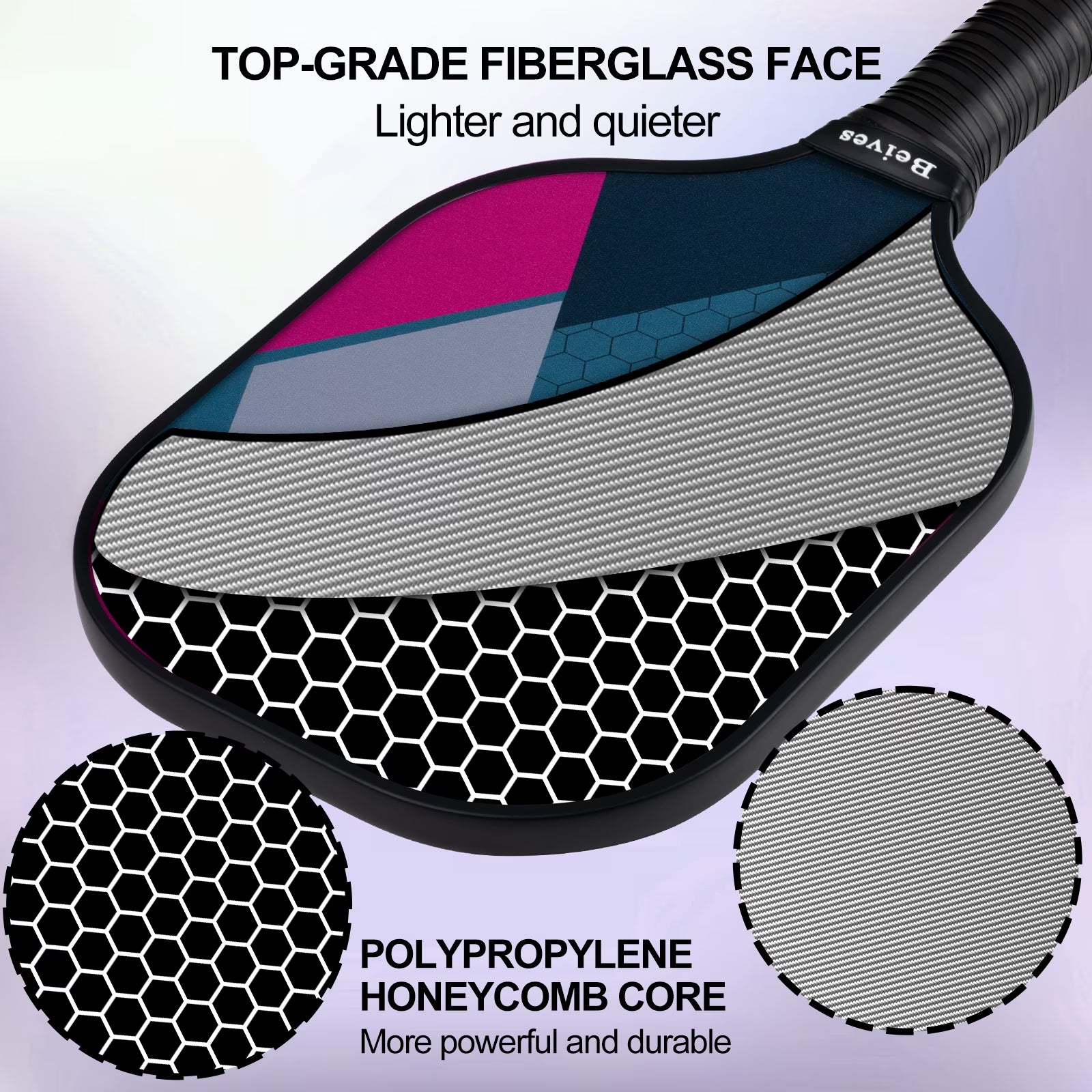Pickleball Paddles Set of 4, Fiberglass Surface &amp; Polypropylene Core 4 Balls &amp; Carry Bag
