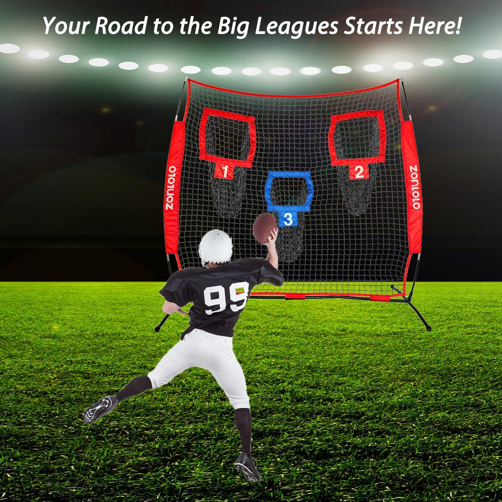 6X6Ft Football Training Net, Football Throwing Net with 3 Target Pockets, Portable QB Throwing Practice Equipment with Small Carry Bag,Most Suitable for Kids