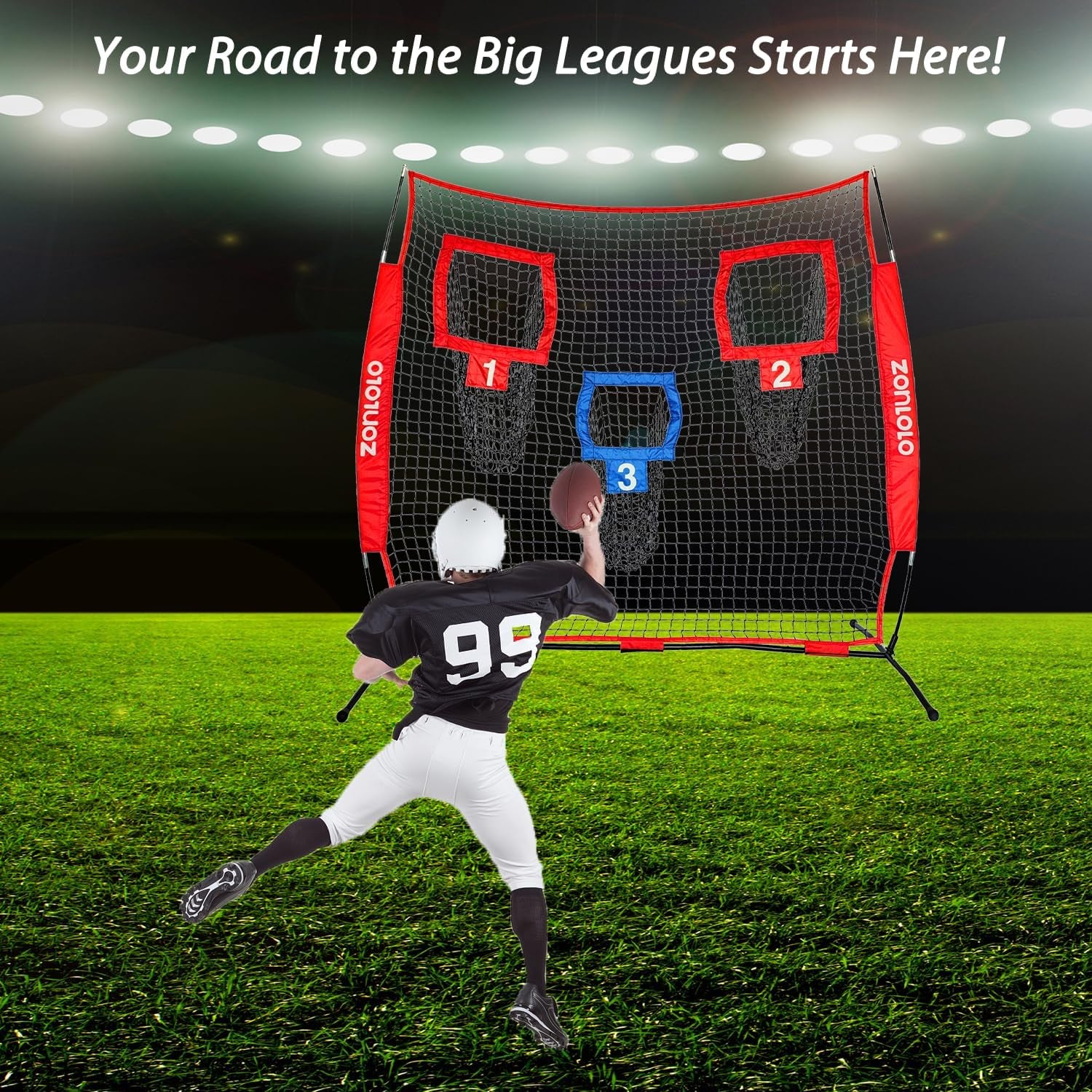 6X6Ft Football Training Net, Football Throwing Net with 3 Target Pockets, Portable QB Throwing Practice Equipment with Small Carry Bag,Most Suitable for Kids
