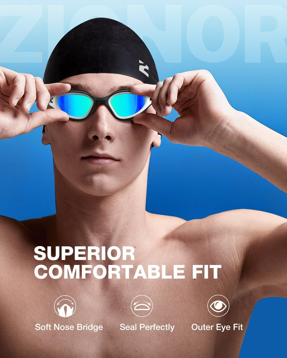 Swim Goggles Adult, G1 Air Unisex No Leak Anti-Fog with Swim Cap | UV400 Protection, Wide Panoramic View, Soft Silicone Gasket