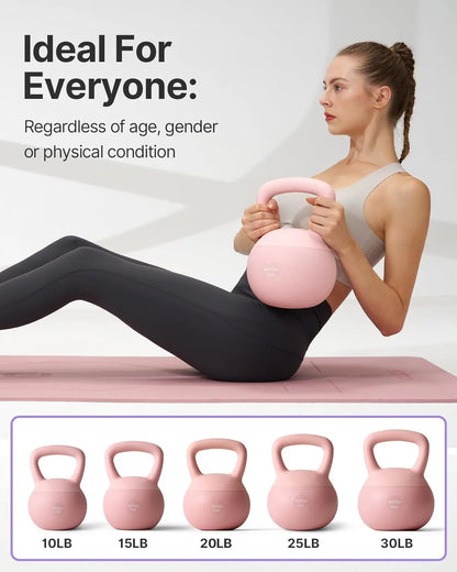 15 Lb Soft Kettlebell — Pink, Anti-Slip Grip,Weight for Home Workouts,Safety Guaranteed