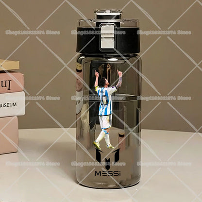 600ML CR7 Sports Water Bottles Cartoon Football Star Ronaldos Large Water Cups New Outdoor Transparent Drinking Bottle Kids Gift