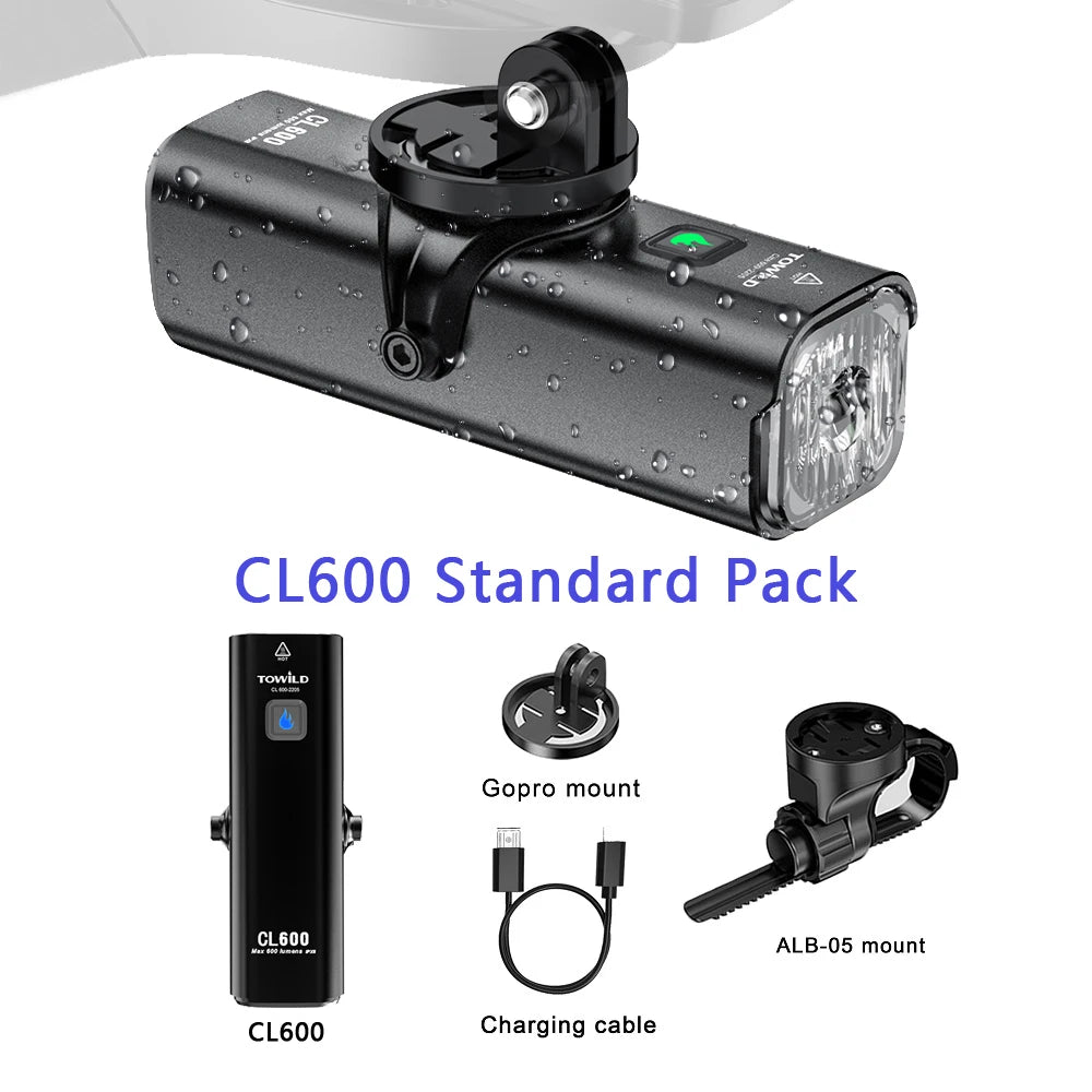 CL600LM Bike Light Front Lamp USB Rechargeable LED 2600Mah Bicycle Lights IPX6 Waterproof Headlights Bike Accessories