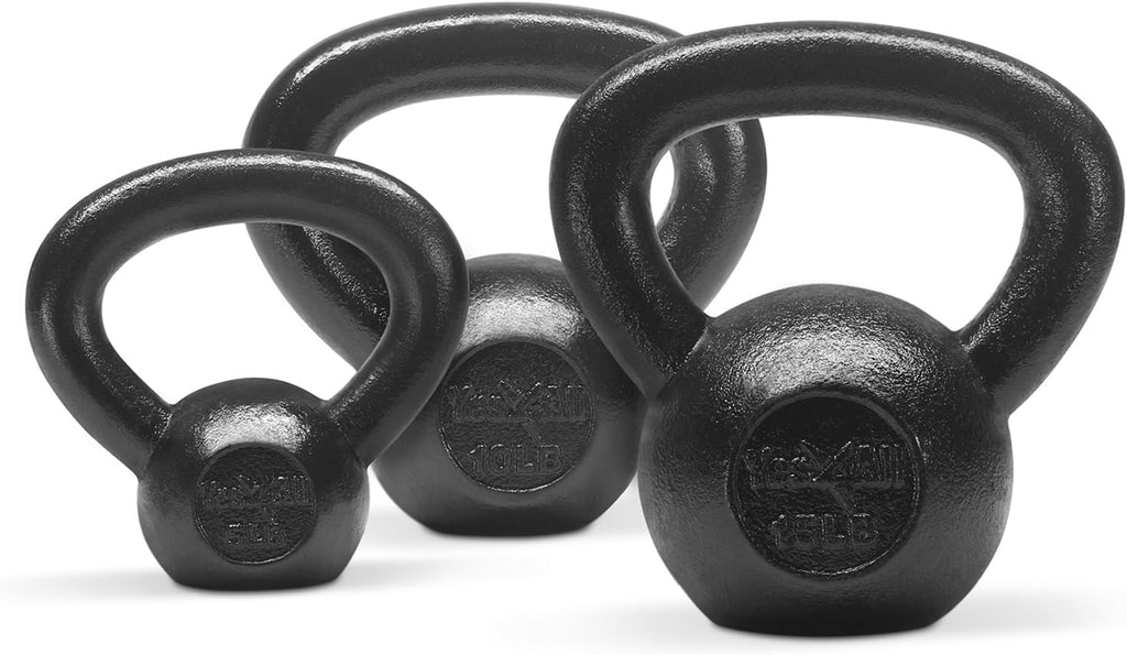 Kettlebell Sets, 5 - 10 - 15 - 20 - 25 - 30 LB Cast Iron Strength Training Kettlebells, Wide Handles & Flat Bottom, Multi-Level from Beginners to Pros for Strength Training & Home Gym
