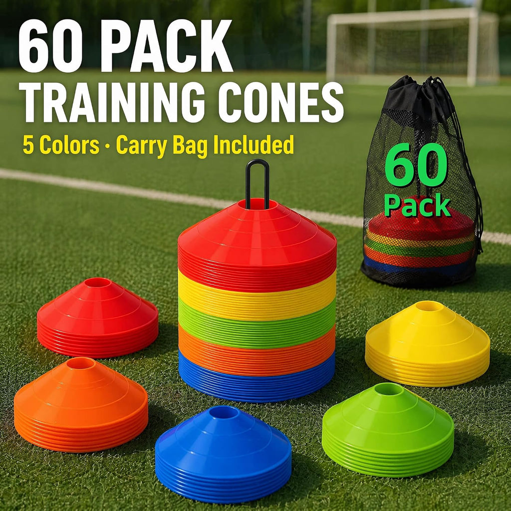 60/120 Pack Agile Soccer Cones with Portable Bags & Brackets,Sports Cones,Cones for Sports Training，Soccer Cones for Training，Soccer Training Equipment，Agile Soccer Cones Used for Football Training