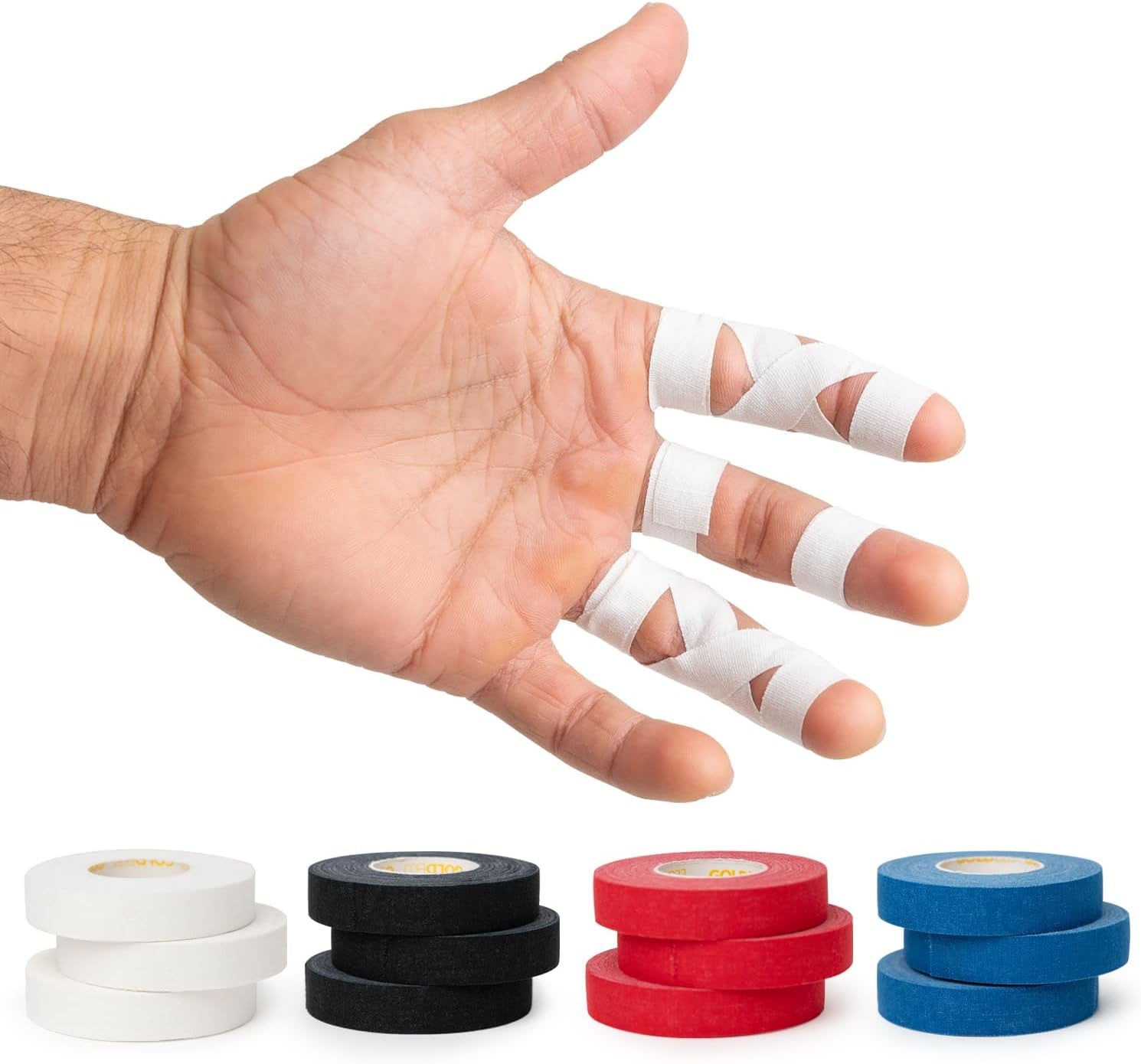 Jiu Jitsu Tape - Strong Athletic Finger Tape, 1/2" X 30' - Protect Fingers and Toes in MMA, Judo, Wrestling, Martial Arts, Rock Climbing