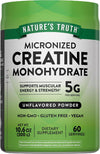 Creatine Powder | Unflavored | 60 Servings | 5 G Micronized Creatine Monohydrate | Keto Friendly, Vegan, Non-Gmo & Gluten Free Supplement