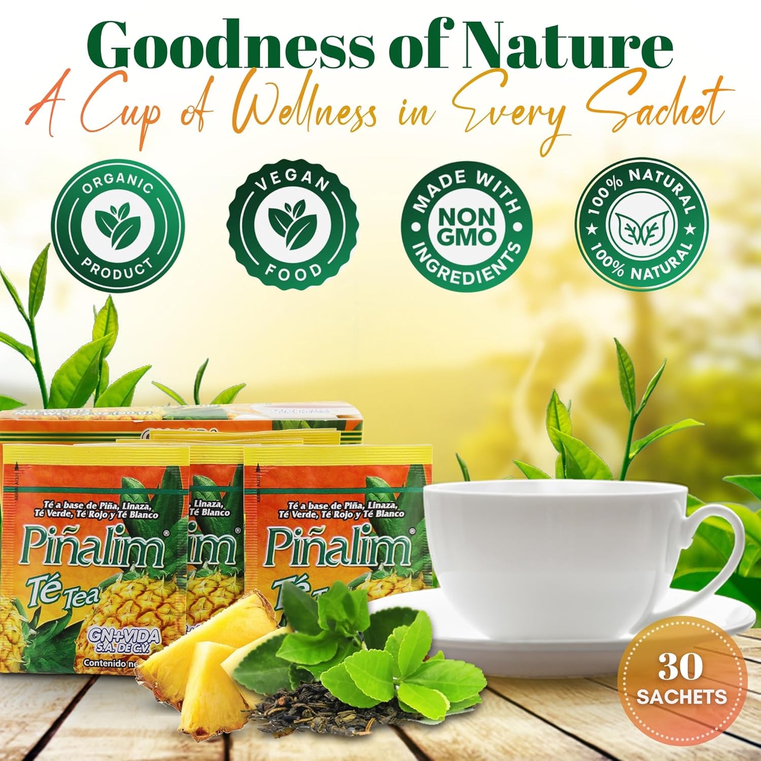 3 Boxes Te Pinalim Tea Gn+Vida Tea Diet 90 Day Supply