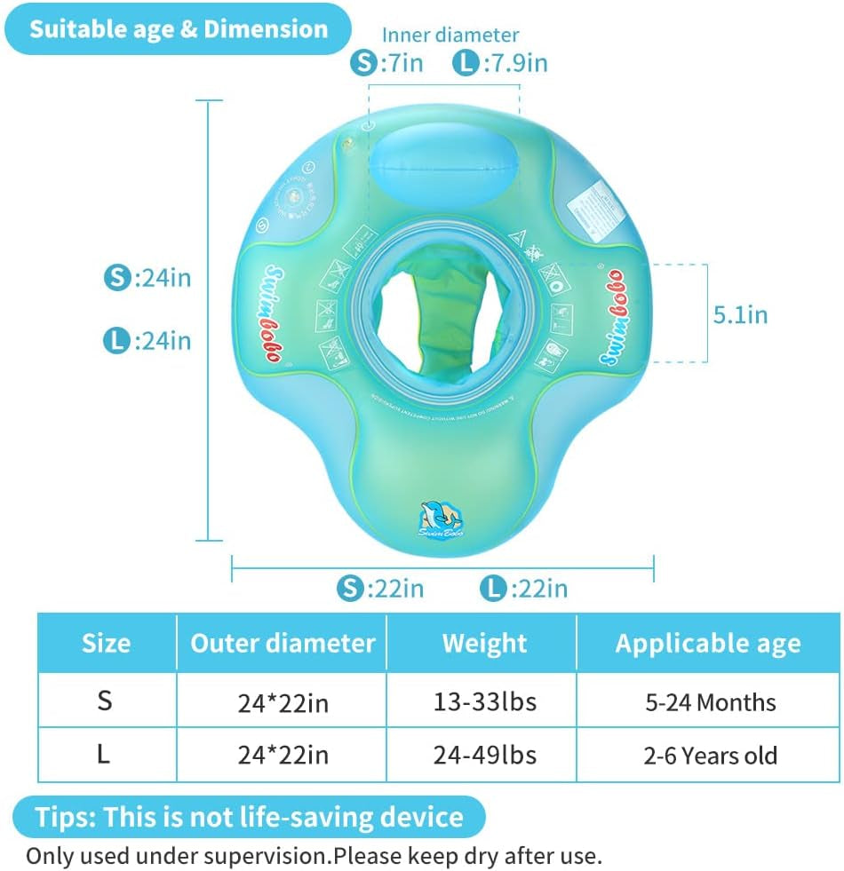 Baby Swimming Pool Float Inflatable Toddler Swim Pool Seat Floating Ring for Kids Aged 2-4 Years Old (Blue,Large)