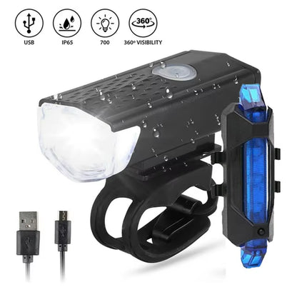 MTB Front Rear Bicycle Bike Lights Set Mountain Bike Night Cycling Headlight USB LED Safety Warning Taillight Bike Accessories