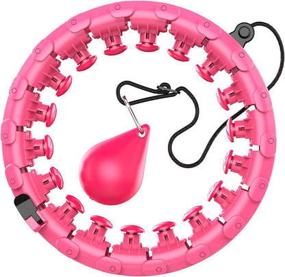 Weighted Fit Hoop, 2 in 1 Weight Loss 24 Detachable Knots Hoops Adjustable Auto-Spinning Ball Great for Resistance Training, Physical Therapy, Home Workouts