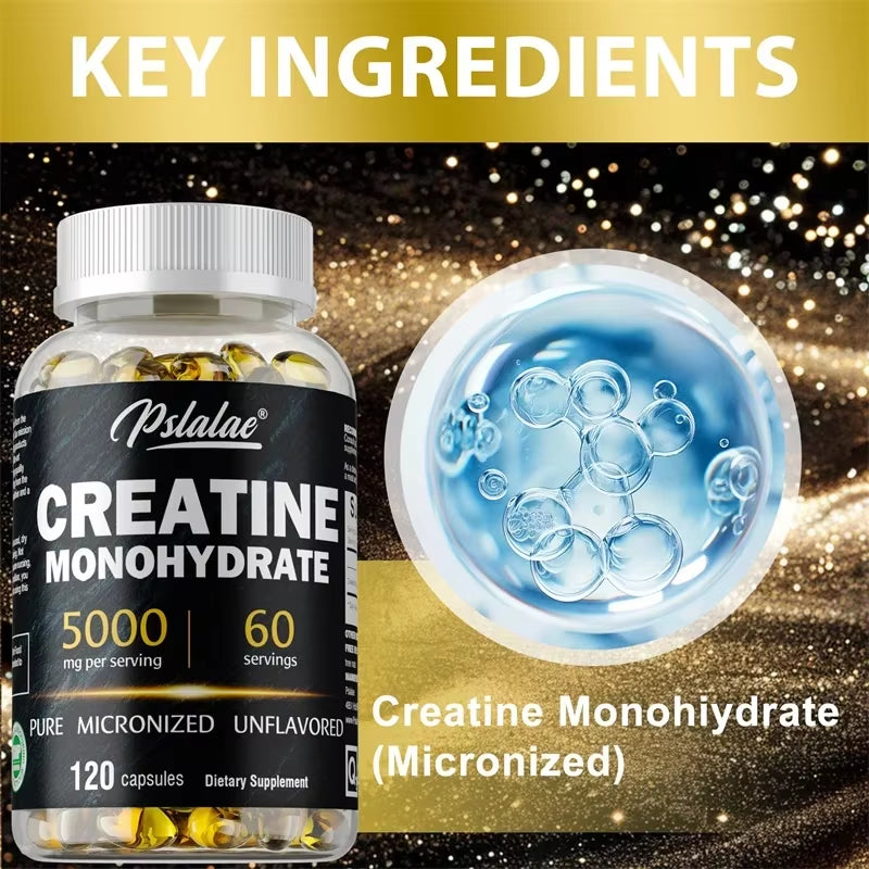Creatine Monohydrate - Boost Muscle Strength, Promote Muscle Growth, Improve Athletic Performance, Vegetarian, Gluten-Free