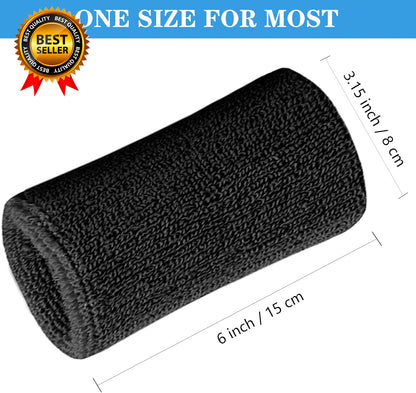 6 Inch Wrist Sweatbands Tennis Wrist Bands Absorbent Sweat Band for Men