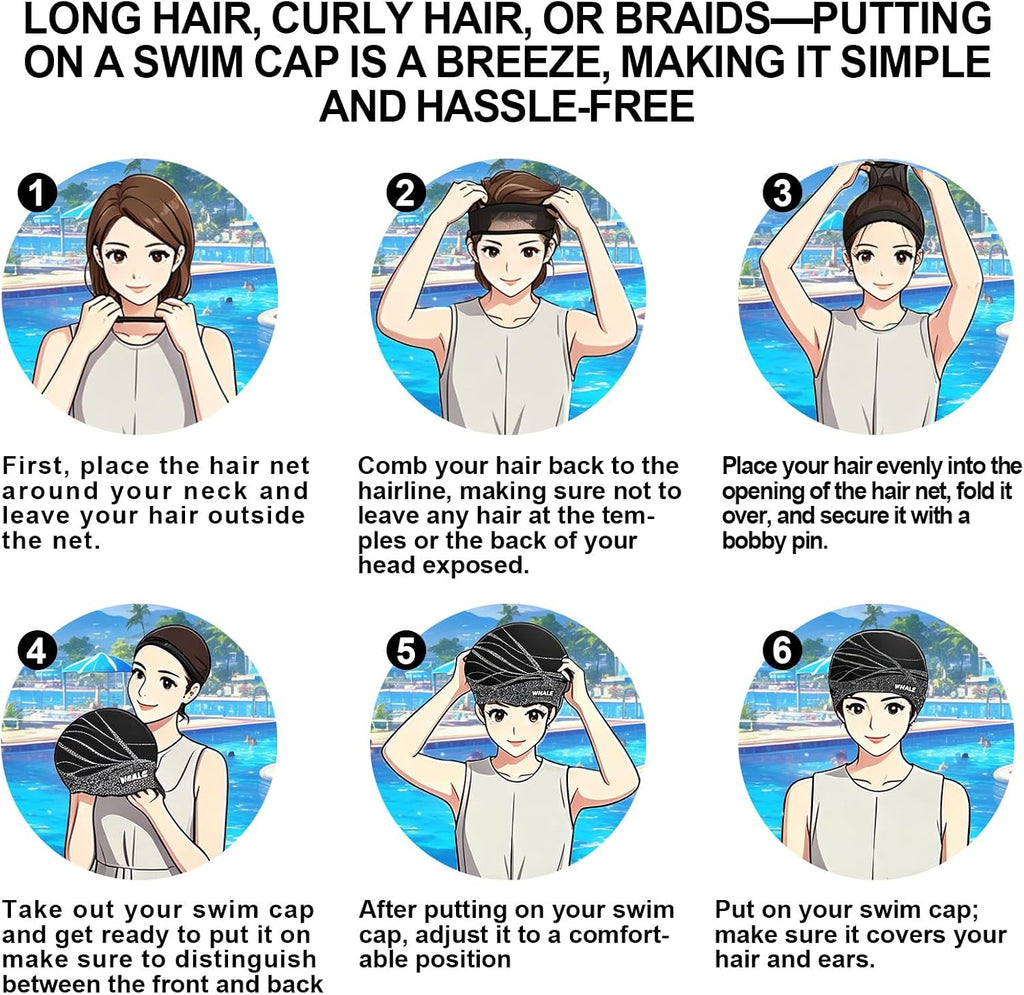 Extra Large Swim Cap Designed for Men and Women with Thick, Long Hair, Hair Extensions or Afro-Textured Hair Long-Hair Swim Cap Highly Waterproof to Keep Hair Dry