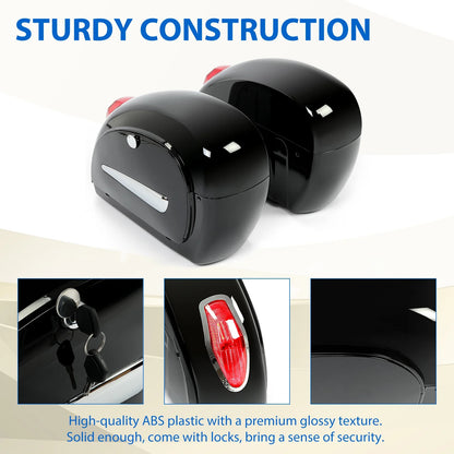 Universal Motorcycle Saddle Bags W/ Lights &amp; Locks Fit Motorcycle Crusier Honda Yamaha Harley Suzuki Kawasaki