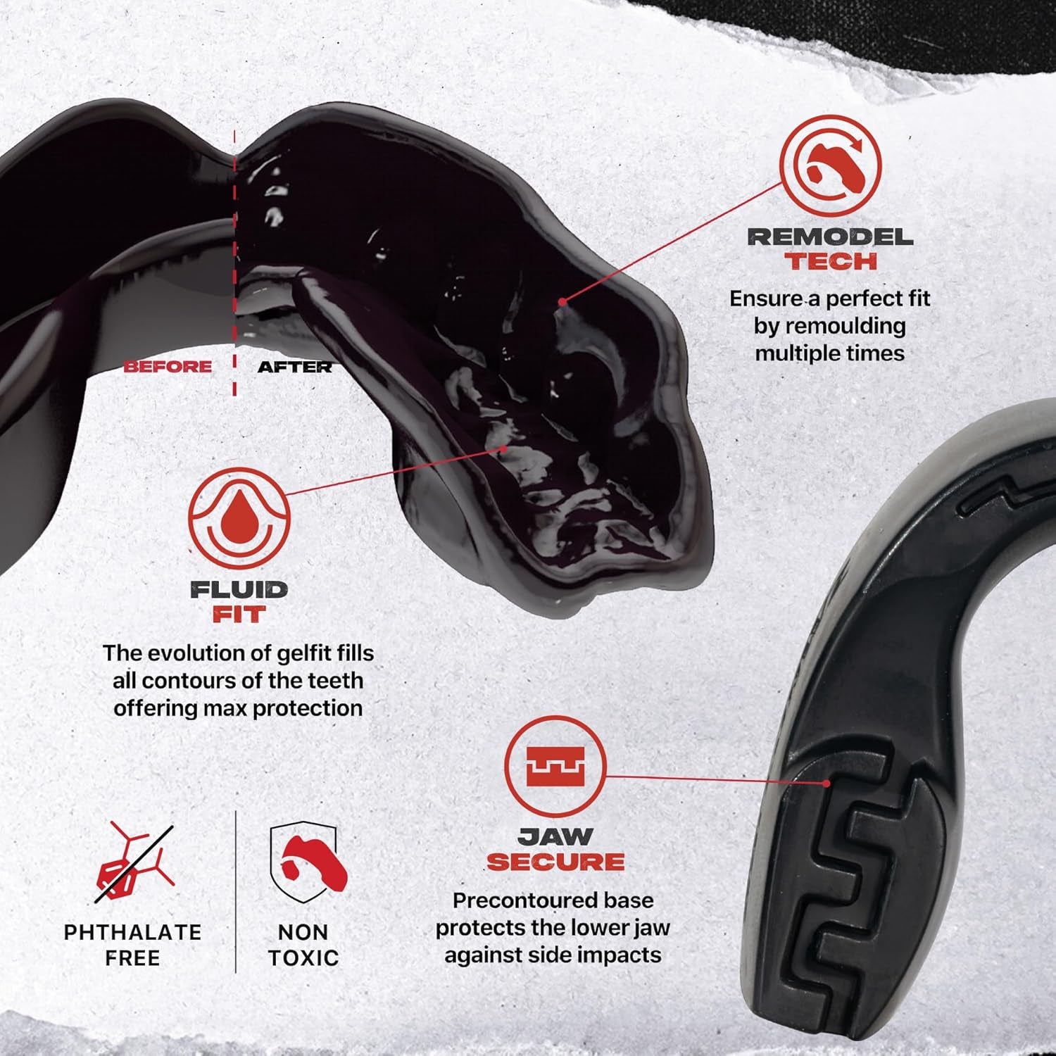 Mouth Guard, Slim Fit Mouthguard for Adult & Youth with Case | Sports Mouthpiece, Easy Fit Remoldable, anti Gag, Football, Wrestling, MMA, Boxing, Contact Sports