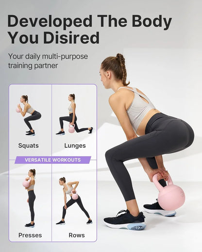 15 Lb Soft Kettlebell — Pink, Anti-Slip Grip,Weight for Home Workouts,Safety Guaranteed