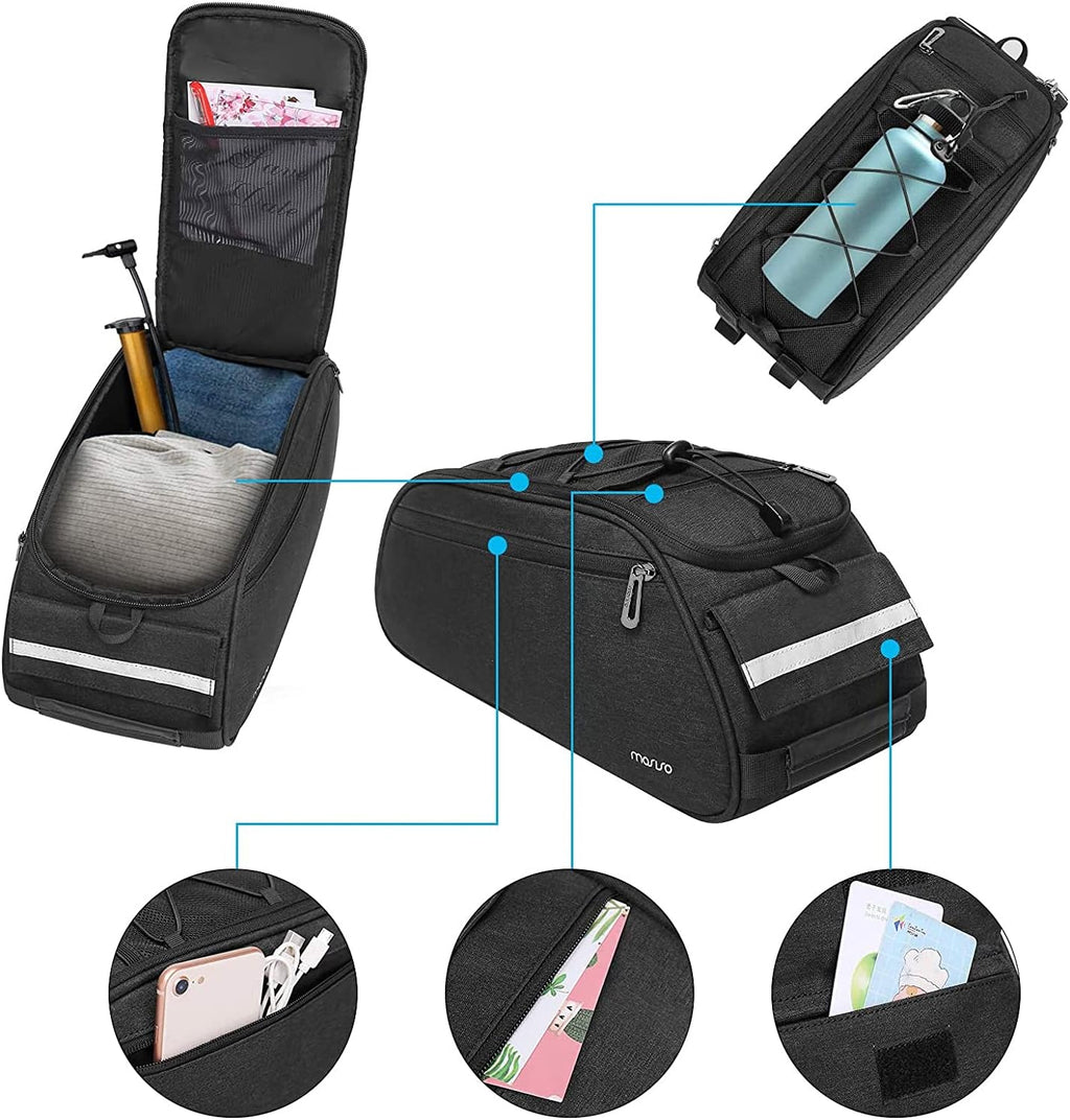 Bike Rack Bag, Waterproof Bicycle Trunk Pannier Rear Seat Pouch | Cycling Bike Carrier Backseat Storage Luggage Saddle Shoulder Bag