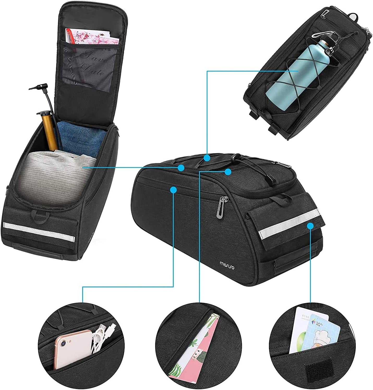 Bike Rack Bag, Waterproof Bicycle Trunk Pannier Rear Seat Pouch | Cycling Bike Carrier Backseat Storage Luggage Saddle Shoulder Bag