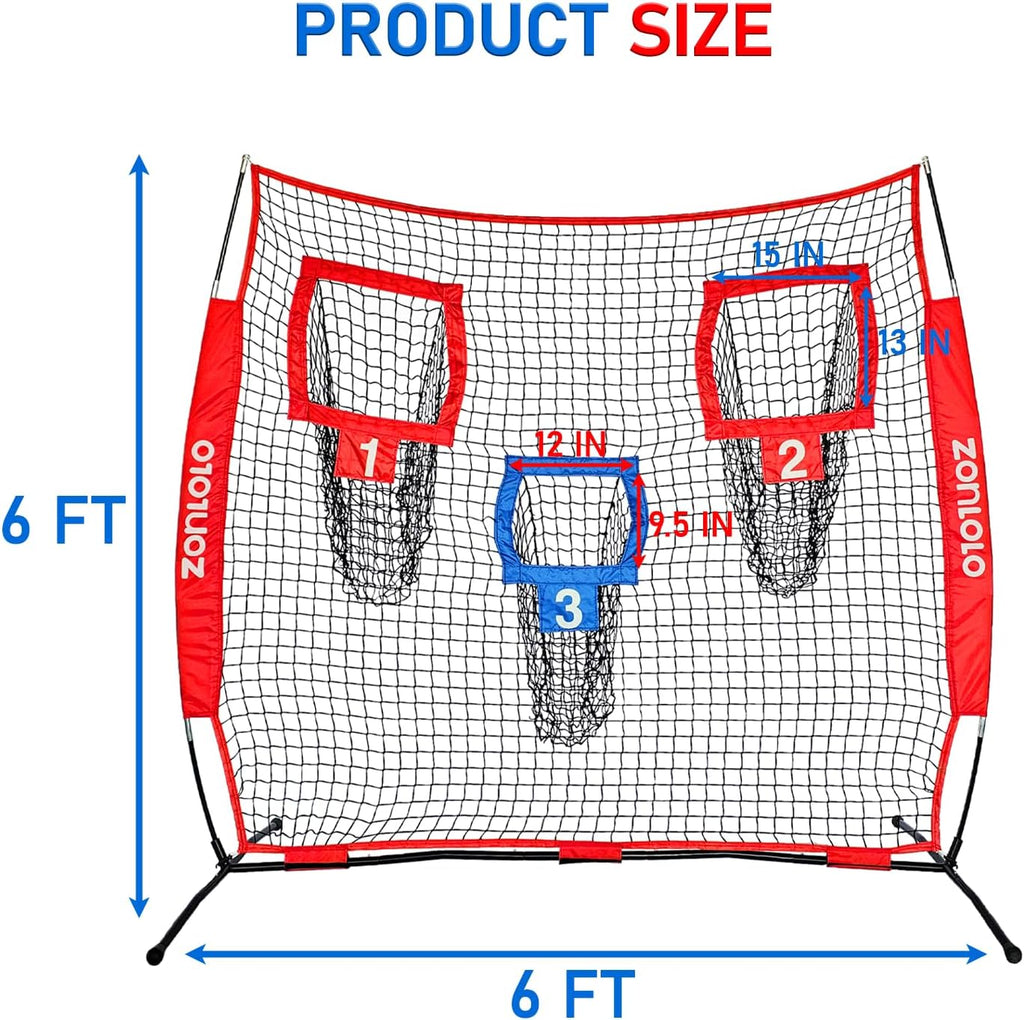 6X6Ft Football Training Net, Football Throwing Net with 3 Target Pockets, Portable QB Throwing Practice Equipment with Small Carry Bag,Most Suitable for Kids