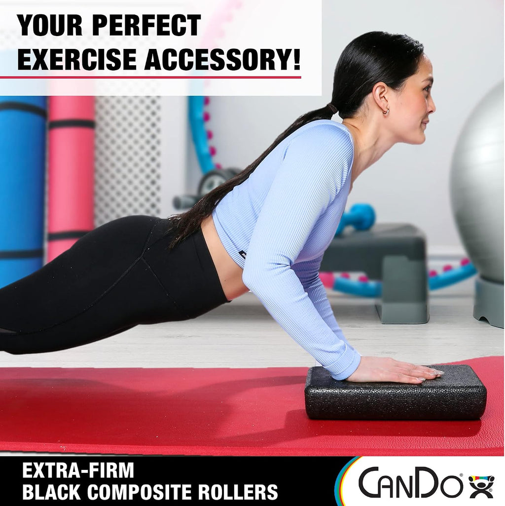 Black Composite High-Density Foam Rollers for Muscle Restoration Massage Therapy Sport Recovery and Physical Therapy 6" X 12" Half-Round