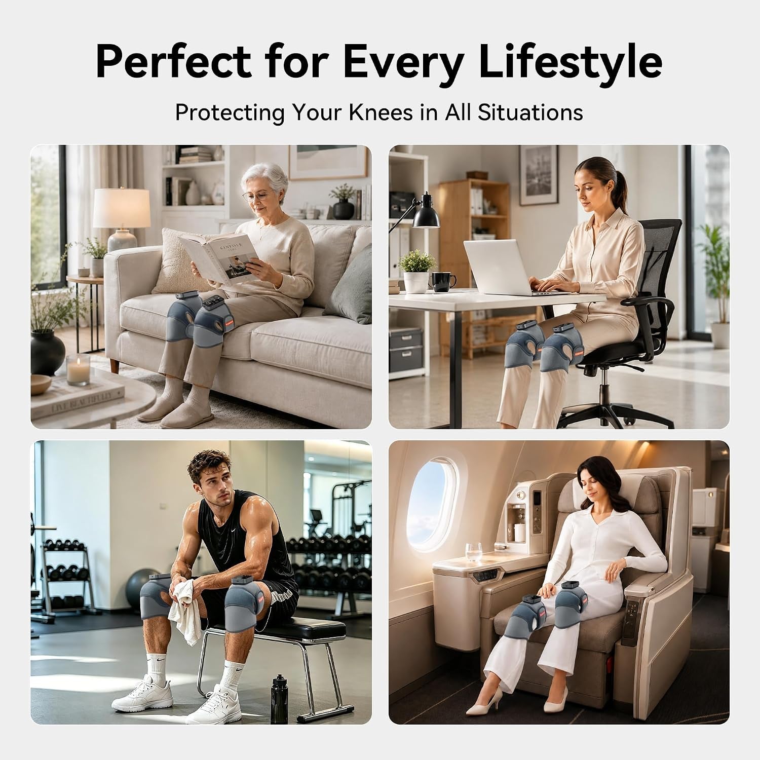 Cordless Knee Massager with Heat Vibration for Pain Relief, Maxwarm 4.0[2026 Upgraded] - Electric Heated Knee Brace with 5 Heat Levels and 3 Massage Mode, Gifts for Men Women (Grey, Single)