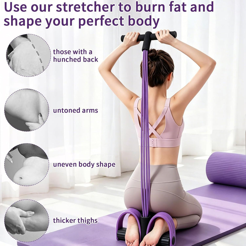 6-Tubes Tension Rope, Multifunction Elastic Yoga Pedal Puller Resistance Band, Natural Latex Tension Rope Fitness Equipment, for Abdomen, Waist, Arm, Leg Stretching Slimming Training