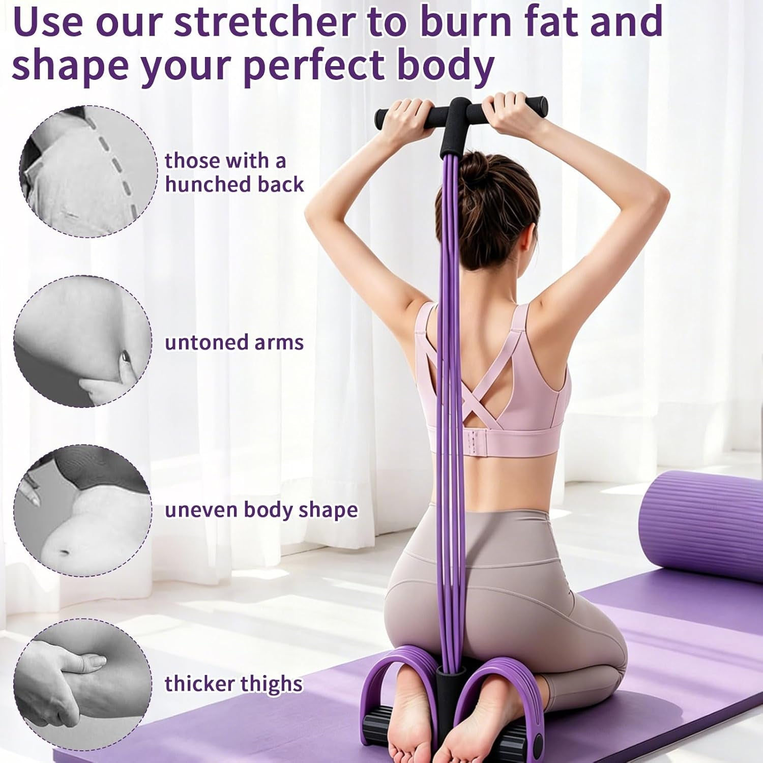 6-Tubes Tension Rope, Multifunction Elastic Yoga Pedal Puller Resistance Band, Natural Latex Tension Rope Fitness Equipment, for Abdomen, Waist, Arm, Leg Stretching Slimming Training