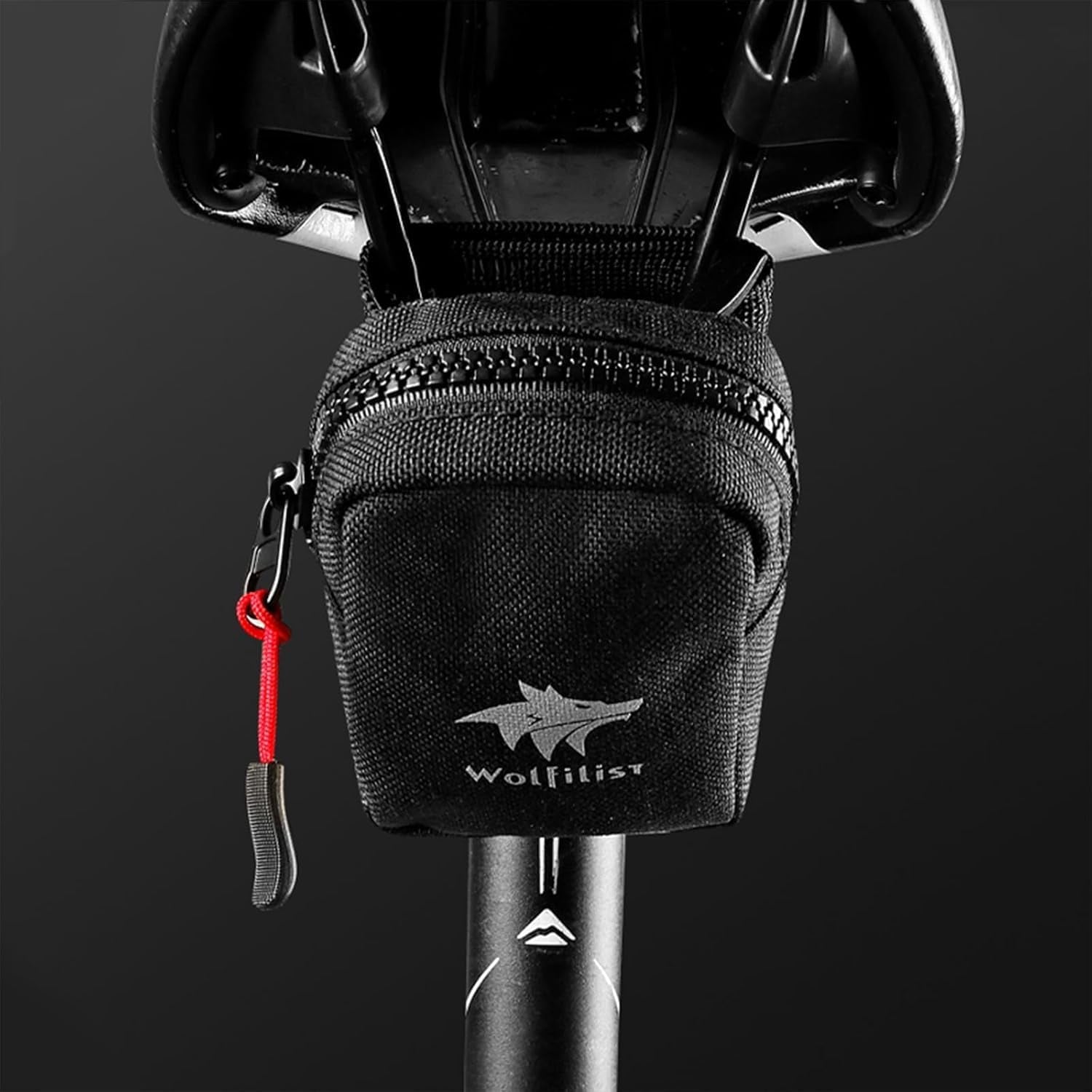 Compact Cycling Saddle Bag - Fits under Bike Seat for Easy Storage - Road Bike & Bicycle Seat Bag - Tiny Durable & Water-Resistant (Large)