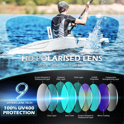 Sports Polarized Sunglasses for Cycling Driving Fishing 100% UV Protection
