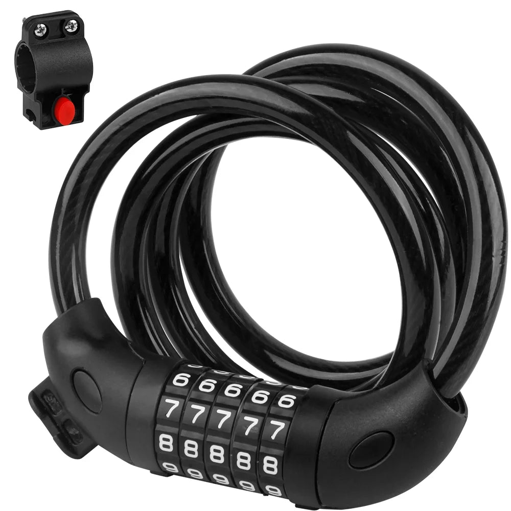 Bike Lock with Combination 4 Ft Bicycle Lock Secure 5 Digit Resettable Cable Lock