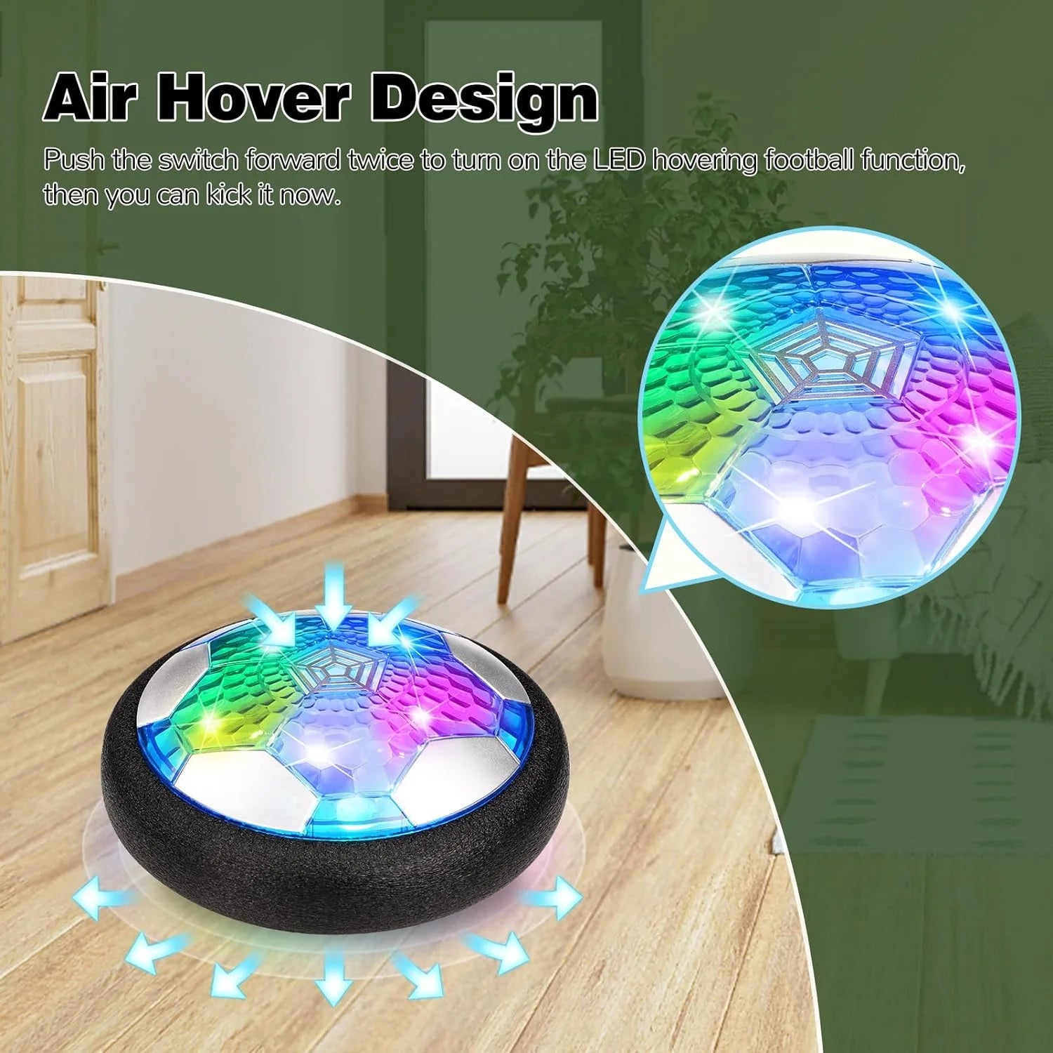 Hover Soccer Ball Set for Kids, Soccer Games with Colorful LED Lights, Indoor Air Soccer and Outdoor Sports Games Toys for Kids Boys Ages 3 4 5 6 7 8-12 with 2 Goal & 1 Kids Soccer Ball