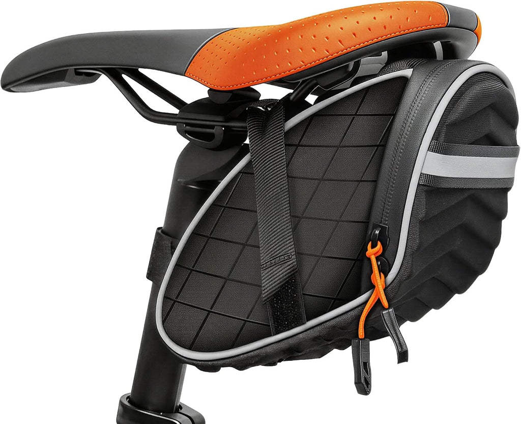Bike Bag,Bicycle Saddle Bag,Under Seat 3D Shell Cycling Seat Bag for Mountain Road Bikes with Waterproof Zippers Black