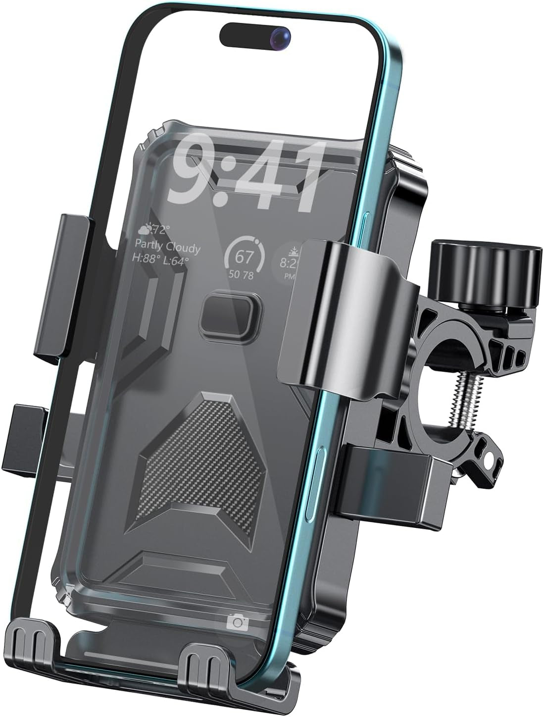 Bike Phone Holder, Handlebar Phone Mount for Bike and Motorcycle, Electric Scooter Mountain Bike, Adjustable Cell Phone Holder,Secure Holder for 4.7-6.8 Inch All Cell Phones