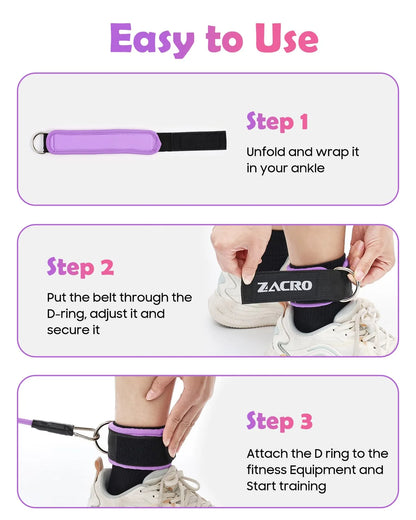 Ankle Resistance Bands Set, 3 Levels Ankle Tube Band with Cuffs, Ankle Bands for Home Workouts &amp; Gym, Recoils and Glutes Workout, Legs Resistance Bands for Women &amp; Men