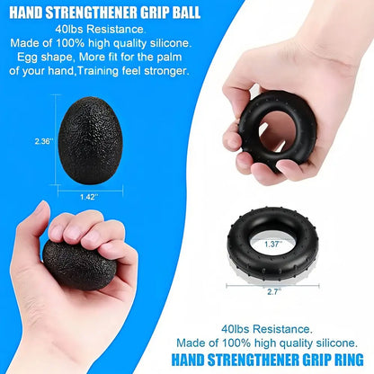 Grip Strength Trainer Forearm Strengthener Finger Stretcher Finger Exerciser Hand Gripper Strength Ring &amp; Stress Ball