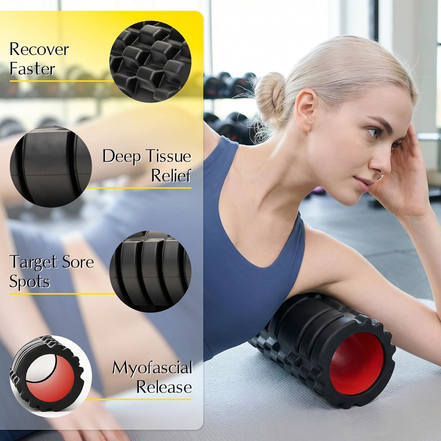 Foam Roller for Deep Tissue Massager Multi Density Massage Roller | Exercise Patented Roller for Muscle Massage & Myofascial Trigger Point Release Back Roller Improves Mobility, Pilates, Yoga