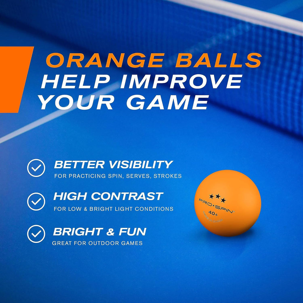 Ping Pong Balls - 3-Star Premium Orange Table Tennis Balls | High-Performance 40+ ABS Professional Quality | Ultimate Durability for Indoor & Outdoor Ping Pong Tables