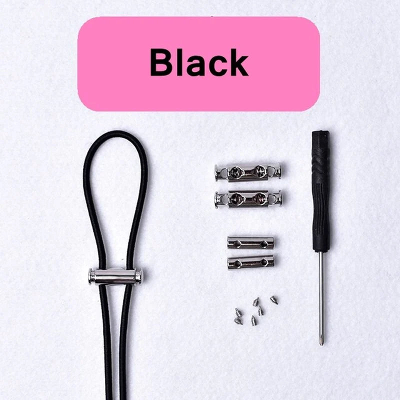 1Pair Elastic Buckle Shoelaces No Tie Shoelaces Metal Lock Button Shoelace Kids Adult Quick Lazy Sneakers Shoes Lace Shoestrings
