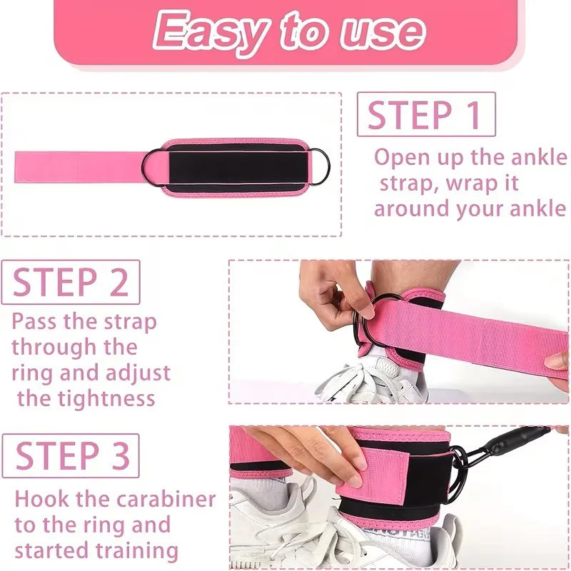 11Pcs Ankle Resistance Bands for Working Out with Cuffs and Elastic Bands Set (10-30Lbs) , Exercise Bands for Legs and Butt, Pink