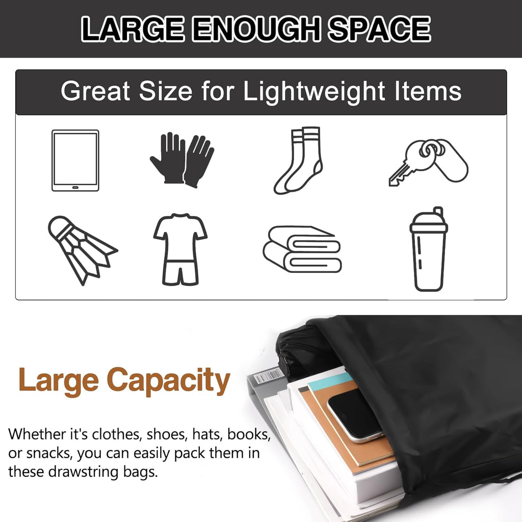 Drawstring Gym Bags, Backpack for Sports, Gym, Travel, Swimming | Draw String Back Bag, Polyester with PU Leather Reinforced Corners, Foldable for Travel