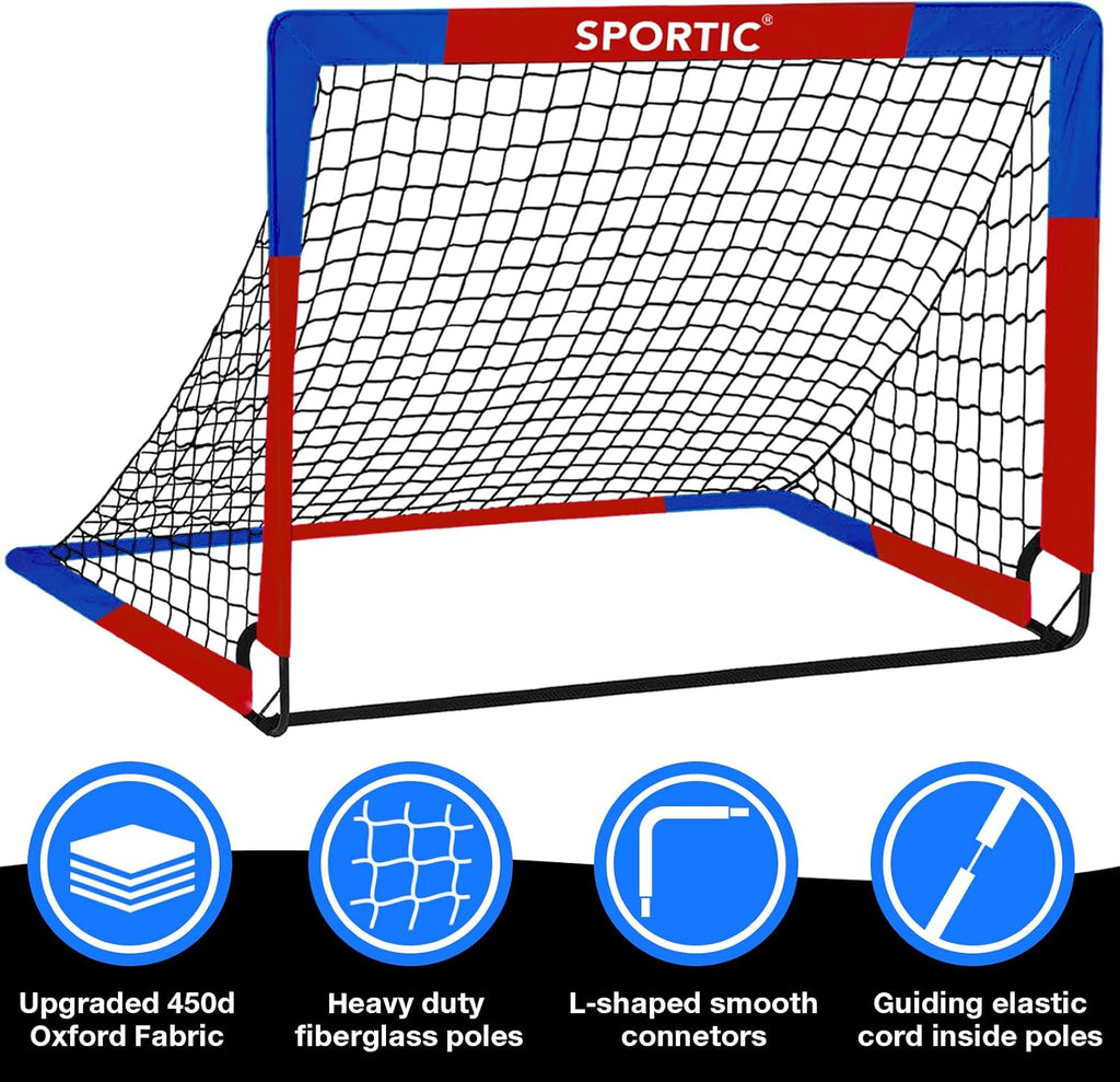 2 Pack 4' X 3' Soccer Goal Net Set, Pop up Kids Practice Soccer Goals for Indoor and Outdoor.Portable Soccer Net with Carrying Bag & Ground Pegs, Perfect for Backyard, Field, Court