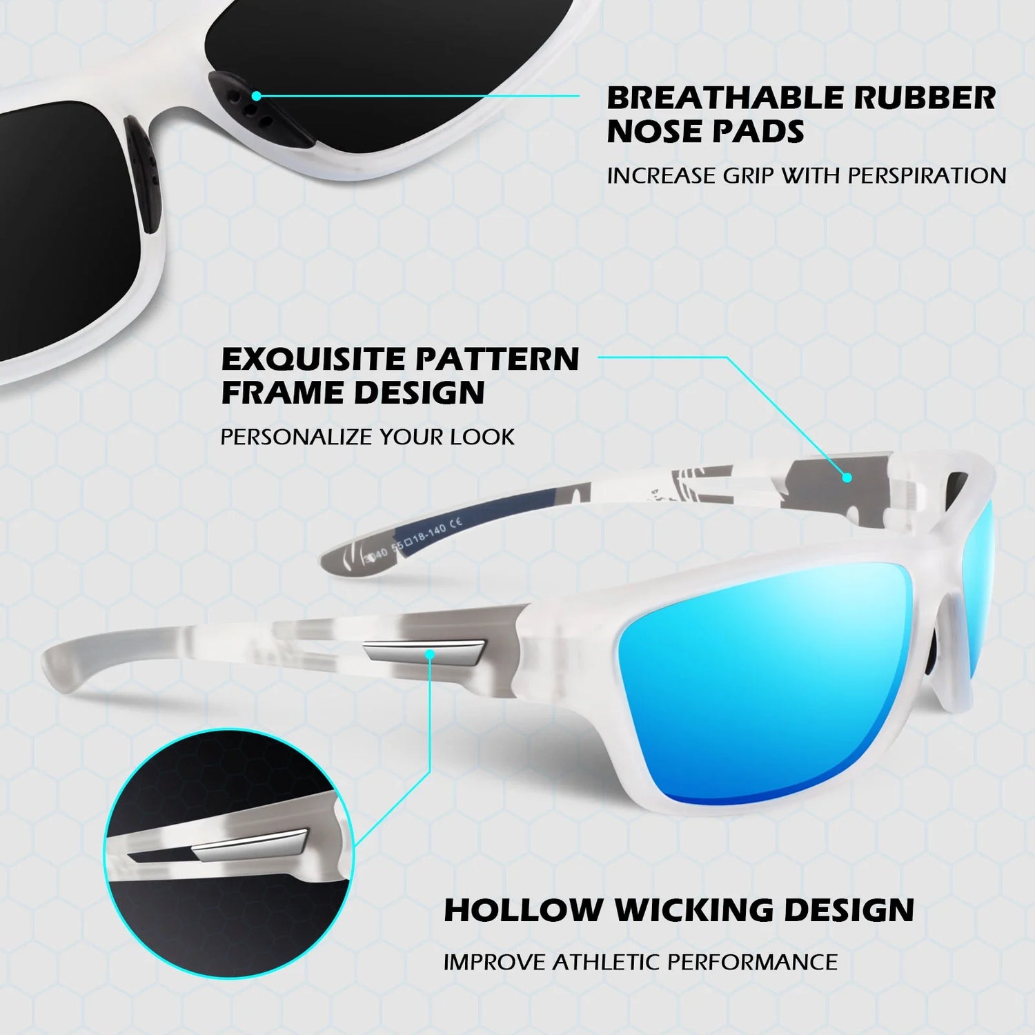 Sports Polarized Sunglasses for Cycling Driving Fishing 100% UV Protection